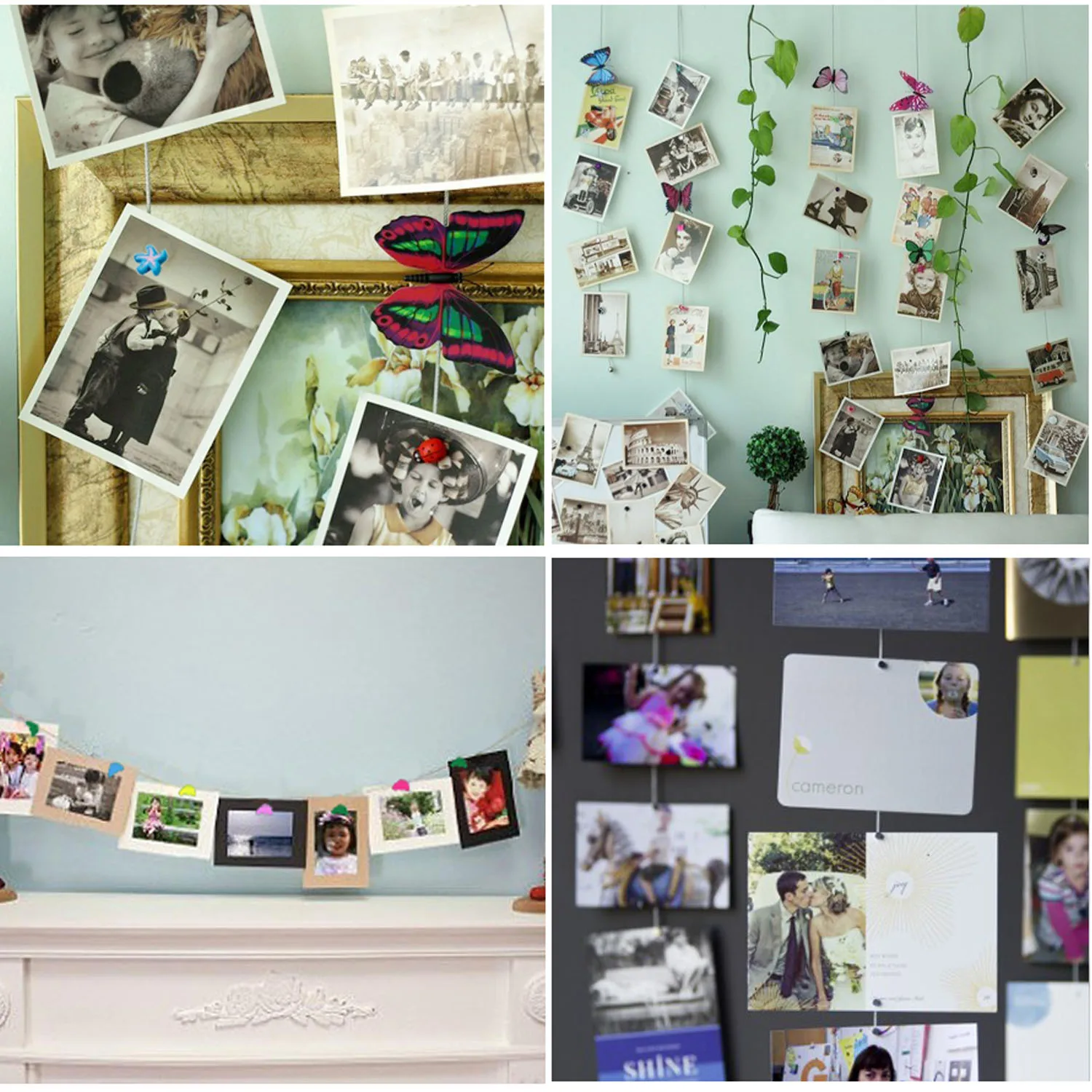 1.5m Photo Frame Wall Vertical Hanging Photo Holder Rope with