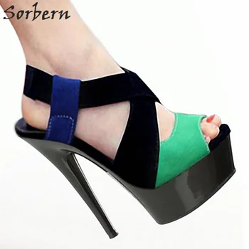 

Sorbern Sexy Flock Women Shoes Size 10 Platform Sandals 2018 Heel Sandals 15Cm Extreme High Heels Size 44 Shoes Women Platform