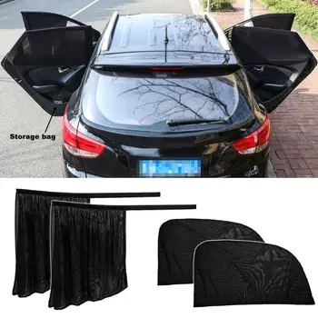 

4pcs/set Car Front Rear Side Window Sun Shade UV Protection Curtain Mesh Sun Visor Shade Cover Auto Sunshade Curtain