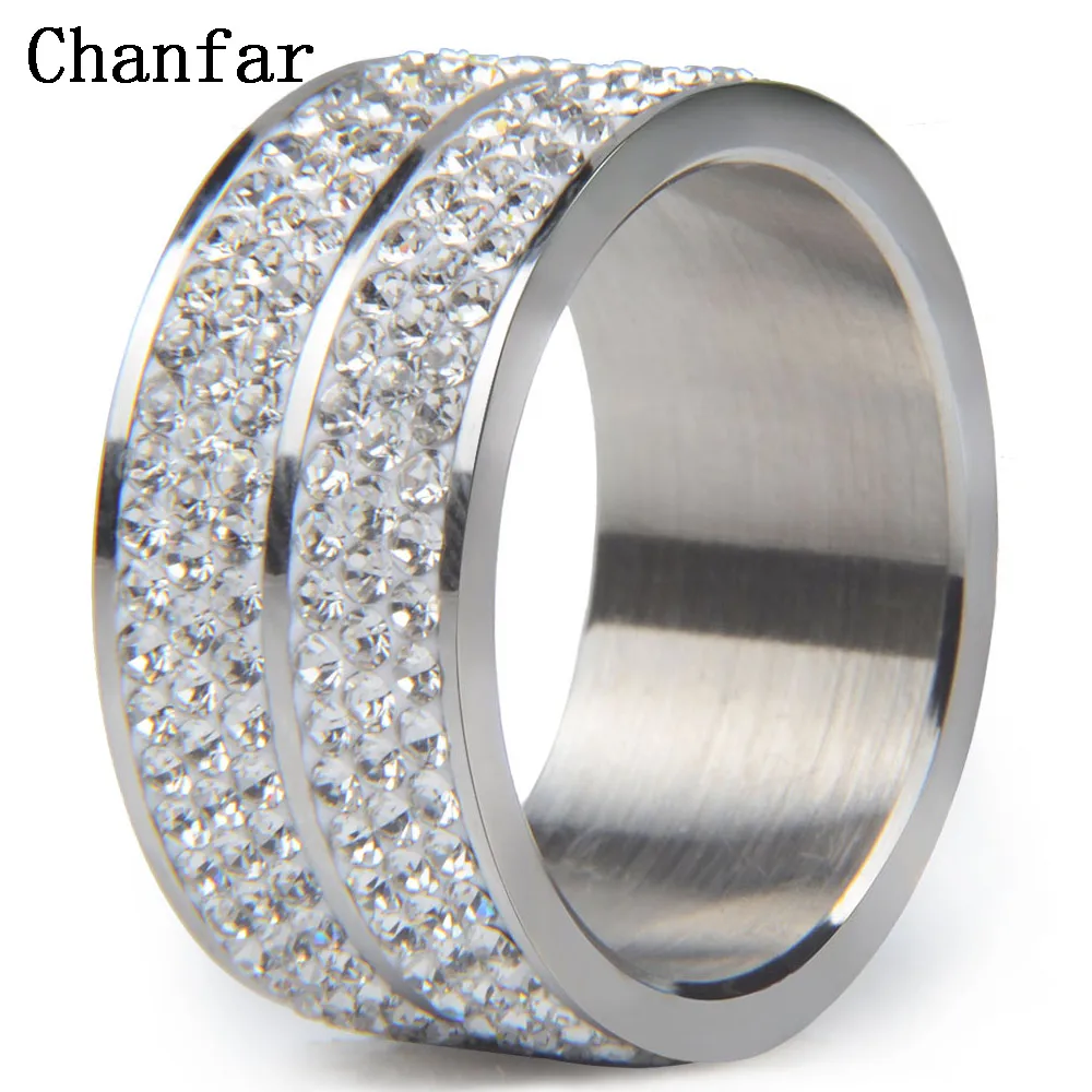 Chanfar линии двойной кристалл из нержавеющей стали кольца для мужчин и женщин обручальное кольцо ювелирные изделия