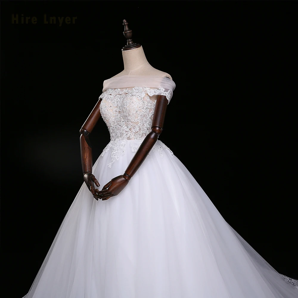 NAJOWPJG 2019 Новое поступление Vestido De Casamento Лодка шеи с плеча короткий рукав великолепное бальное платье свадебное платье gelinlik