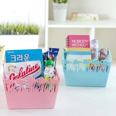 

BF040 Multi-function Candy color square lace storage box desktop finishing box sundries storage box 20*20*13cm