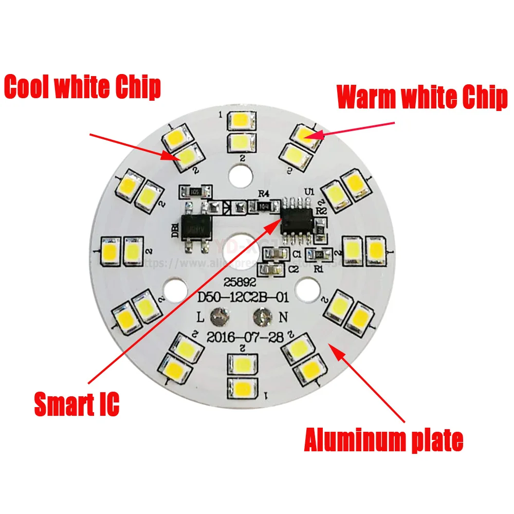 Двухцветный СВЕТОДИОДНЫЙ светильник AC220V с интегрированным источником IC теплый