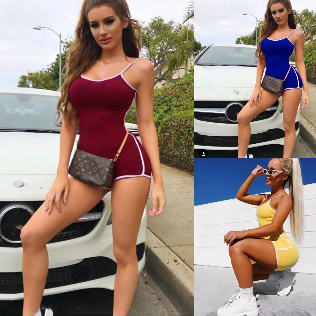 

2019 Women One Piece Padded Swimwear Boyshorts Swimsuit Sports Bodysuit Strap Cami Bathing Suit Beach Wear 3 Colors