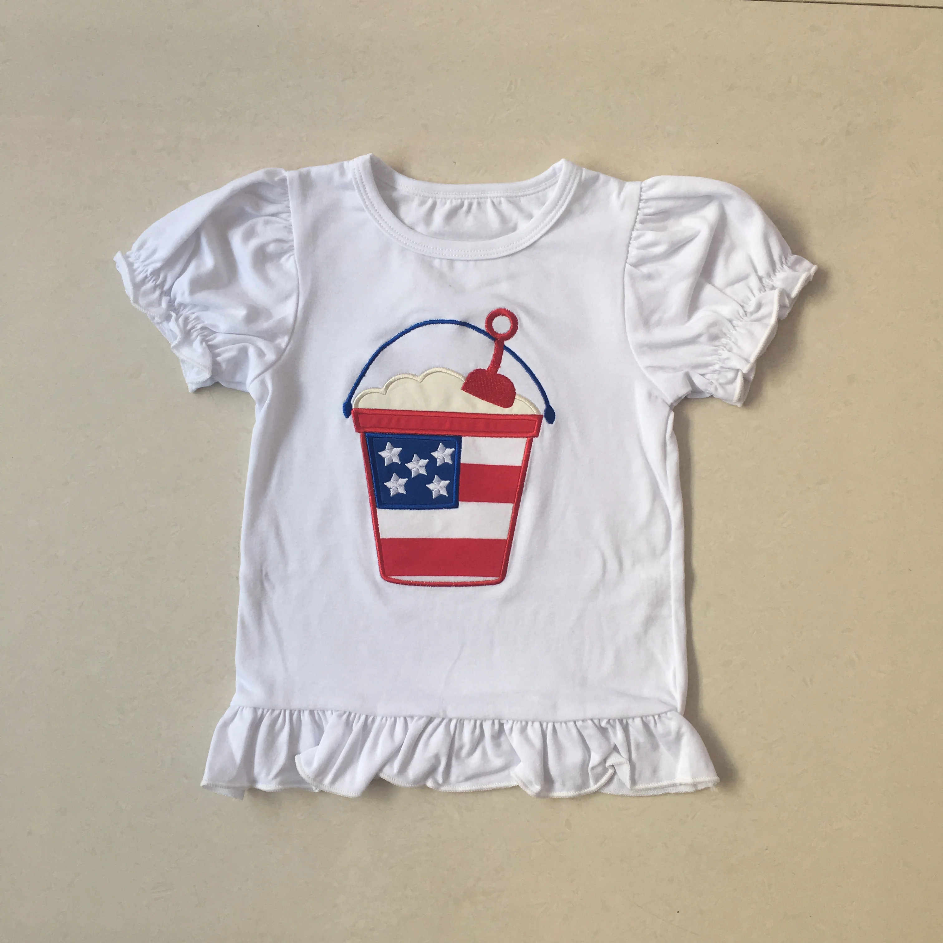 Puresun 4th Of July Design 2019 Summer Baby Girl Outfit Sand Bucket Applique Top Match Girl Red White Striped Boutique Shorts