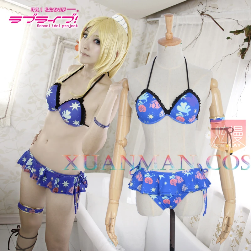 

(S-M-L-XL) Love Live! Awakening Eli Ayase Sexy Bikini Swimsuit Swimwear Cos Suits Cosplay Costume W0784