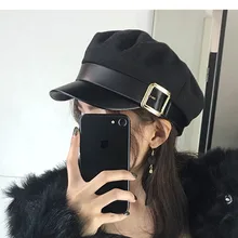 Черная шерстяная темно-синяя шляпа Женская Популярная уличная стильная британская осень/зима козырьки 1 шт./партия