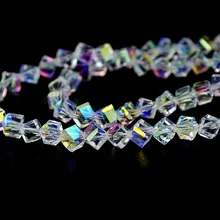 95pcs White AB Color Square 4mm Crystal Beads charm Glass Beads Loose Spacer Bead for DIY Apparel Sewing Garment Beads