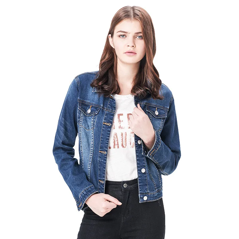 2019 LEIJIJEANS Women Plus Size 6XL long basical jeans jacket coat Bleach Full Sleeves Single Breast Slim Women Denim Jacket