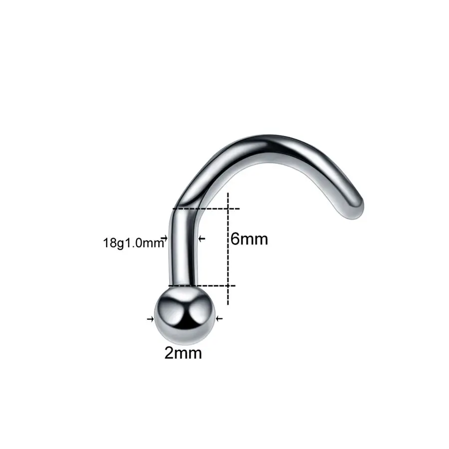 10 шт./лот титановые генитальные Пирсинг Кольца для носа CZ драгоценный камень носовая шпилька Носовая кость серьги пирсинг носовой перегородки ювелирные изделия - Окраска металла: 1x6x2mm Nose Stud
