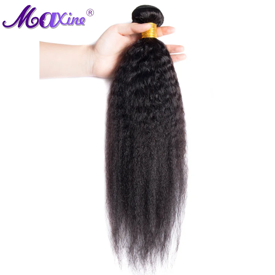 Maxine кудрявые прямые волосы 1 3 4 комплект предложения бразильские волосы плетение комплект натуральный # 1B 10-28 дюймов Yaki Прямые Натуральные