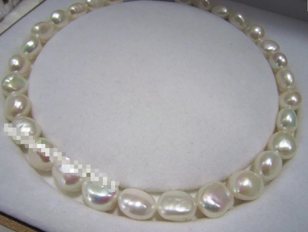 

Free Shipping >>>>> Baroque 18" 12x14 MM SOUTH SEA NATURAL White PEARL NECKLACE 14K GOLD CLASP