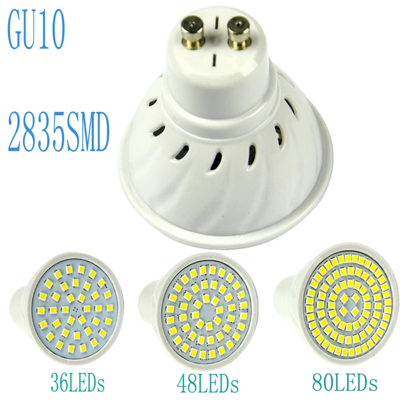 Caliente Lampada LED GU10 lámpara 12 V 220 V 2835SMD ampolla led proyector 36 48 80 led bombillas bombilla led lamparas Candle spot Caliente Lampada LED GU10 lámpara 12 V 220 V 2835SMD ampolla led proyector 36 48 80 led bombillas bombilla led lamparas Candle spot