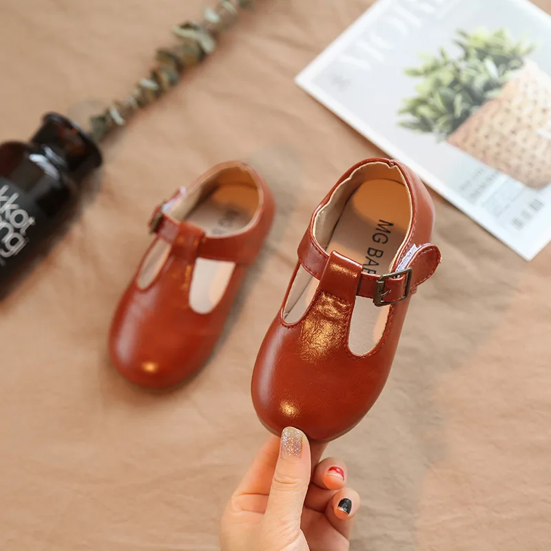 

[Bosudhsou] MG-1 Child Kids Shoe Girls New Princess Single Baby Shoes Girls Patent Leather Princess British Retro Leather
