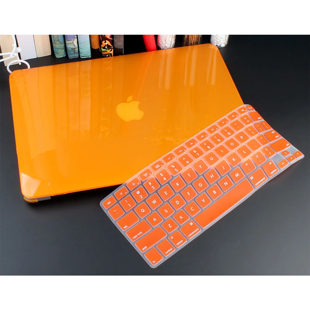 Кристальный жесткий чехол для Macbook Air 13 retina Pro 13 15 16 A2141 A2159 жесткий чехол с бесплатной клавиатурой A1466 A1990 A1932 - Цвет: Crystal orange
