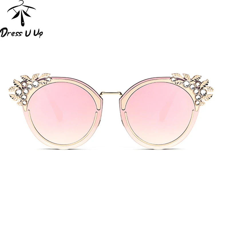 

DRESSUUP 2017 Luxury Diamond Sunglasses Women Brand Fashion Cat Eye UV400 Pink Sun Glasses Occhiali Oculos De Sol Donna Feminino