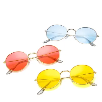 

Vintage Oval Candy Color Flat Lens Sunglasses Women Men Brand Designer UV400 Sun Glasses Shades oculos de sol feminino