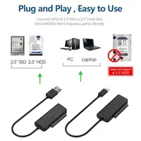 sata כבל serial כבלים חיבור התקן המחשב קשה 2.5" USB 3.0 USB 3.1 ל SATA כבל Serial ATA מתאם עבור HDD / SSD נייד כונן קשיח (5)