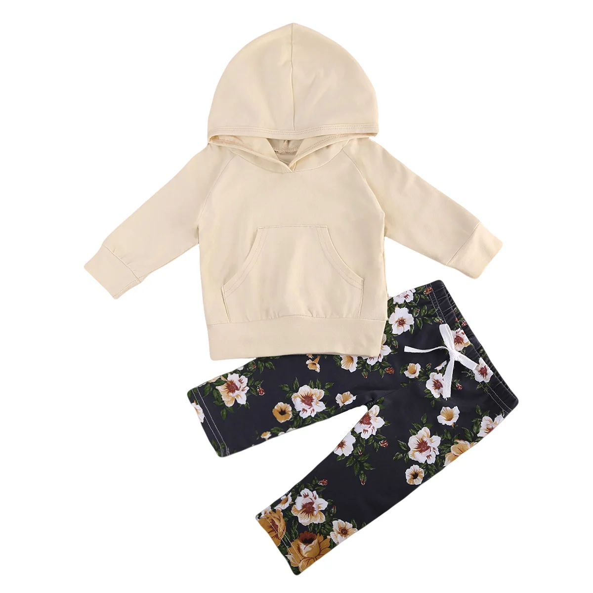 

Spring Autumn Girl Clothes 0-18M Newborn Baby Kids Girls Clothes Floral Hooded Tops+Long Pants Outfits Set