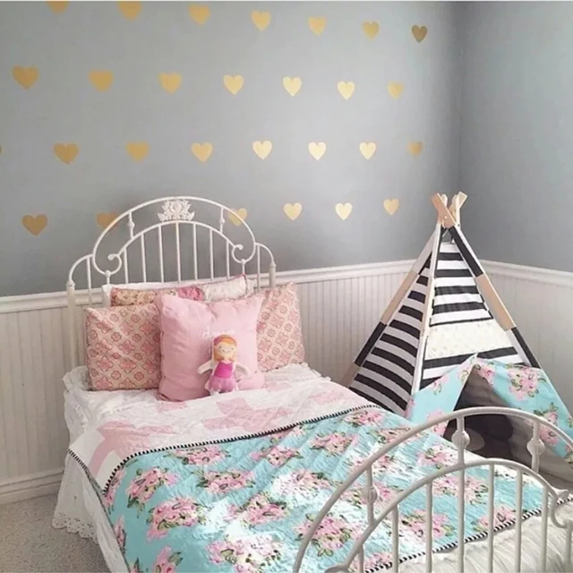 baby nursery cartoon little heart wall sticker for kids room gold