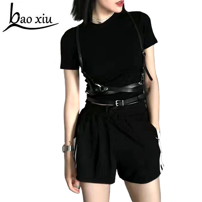 New brand sexy women men faux Leather belts slim Body Bondage Cage Sculpting Punk Harness Waist Straps Suspenders Belt for women