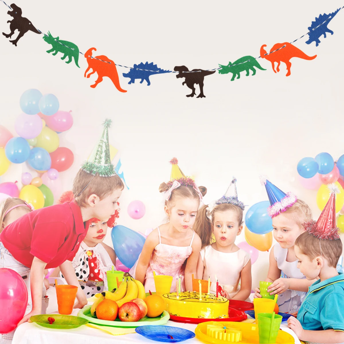 Нетканый подвесной флаг динозавра, гирлянда динозавра на день рождения, баннер для детского дня рождения, вечерние украшения для комнаты