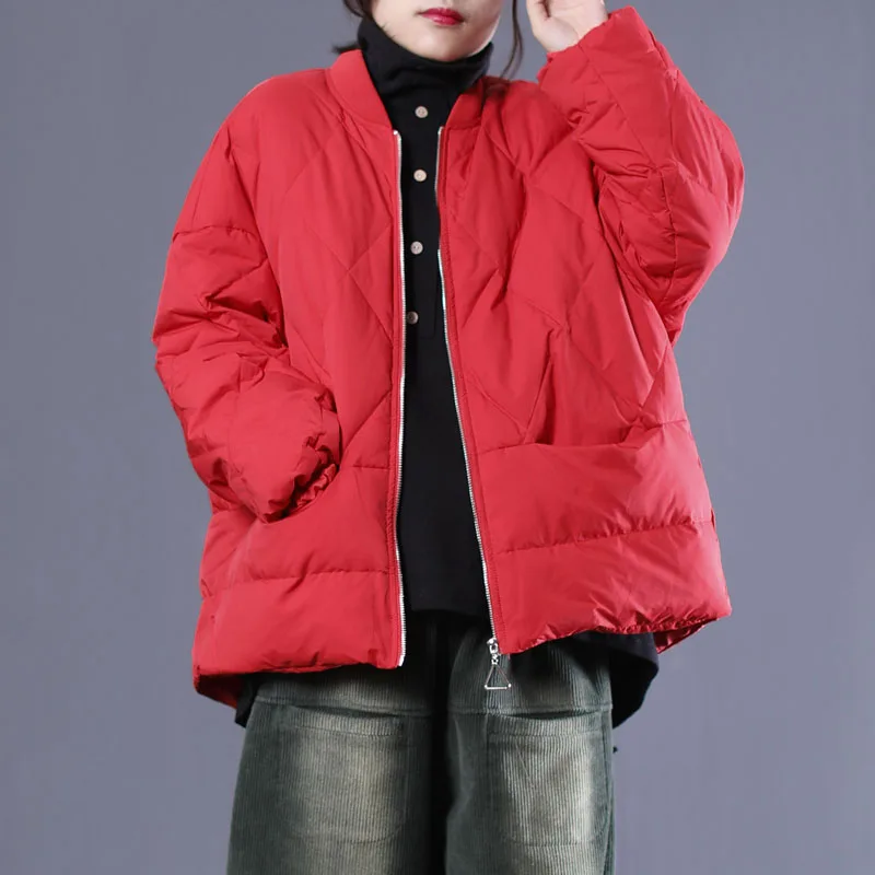 Lâche Hiver Dll1227 Turn Couleur hg Manches Mode Pleine Dll1227 Manteau Femmes Casual red Solide Femlae Poche Corée down Collar Black Nouvelles De Parka 2018 xpBq07BYw
