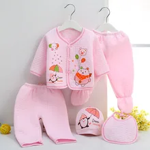 BibiCola/5 шт. Комплект одежды из хлопка для маленьких девочек милый Пижамный костюм Одежда для новорожденных малышей мальчиков нижнее белье с рисунками пижамы