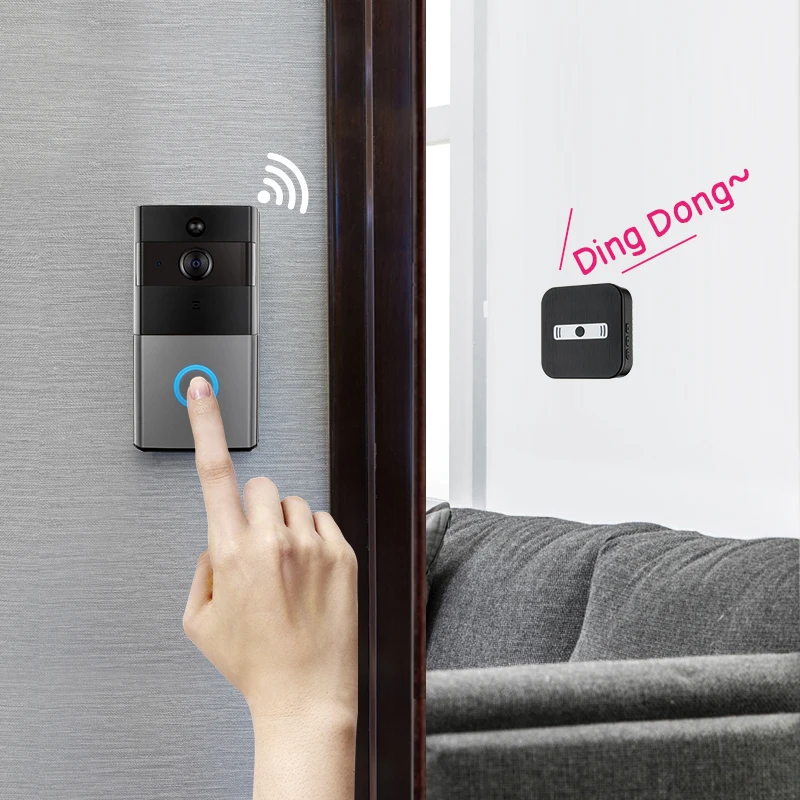 

KERUI Two-Way Talk and Night Version Smart Wireless Doorbell 1080P Security Camera WiFi Video Doorbell Audio within TF Card