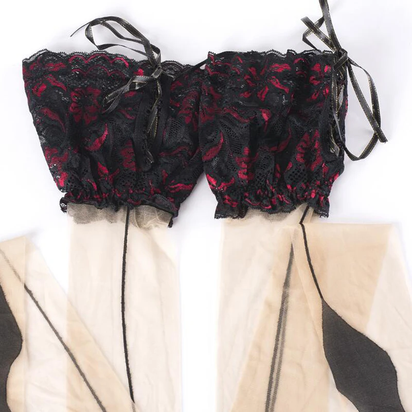 0011-16 nude lace top socks