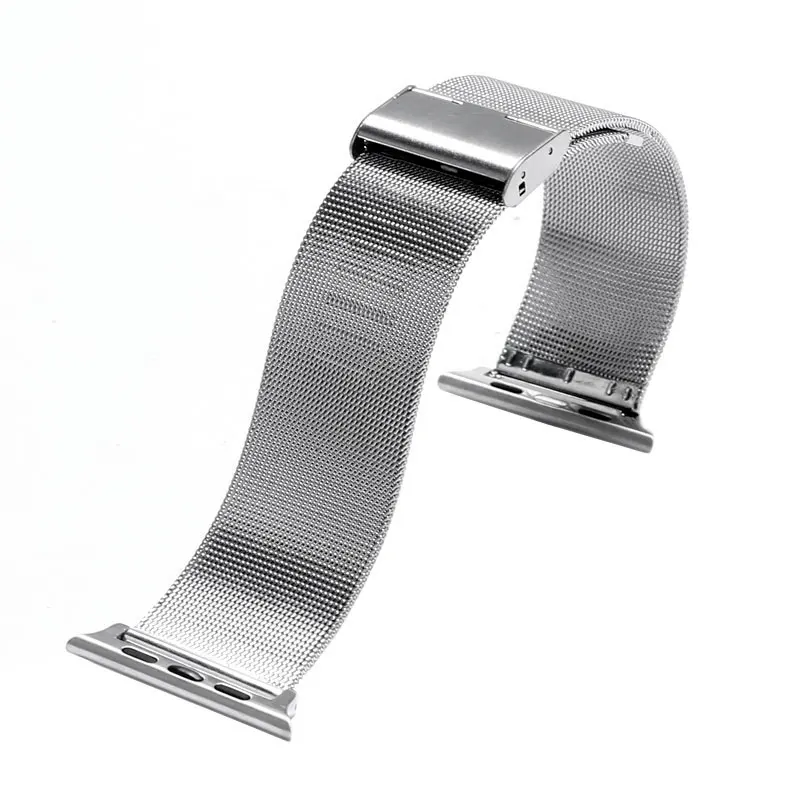 Нержавеющая сталь браслет ремешок и Milanese Loop серебряные полосы для Apple Watch 38 мм/42 мм молния Пряжка ремешок для iwatch
