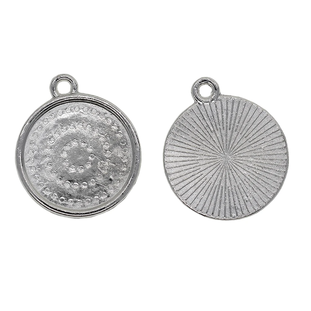 50pcs Round Bezel Pendant Trays Blank Bases Cabochon Settings DIY Jewelry Blank Bezel for Necklace Making