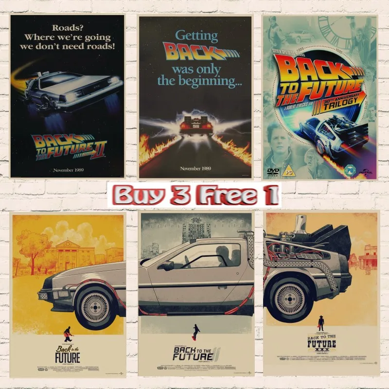 

Back to The Future Posters Sci-fi Propaganda Retro Kraft Film Poster Decorative DIY Wall Canvas Sticker Home Bar Art Posters A1