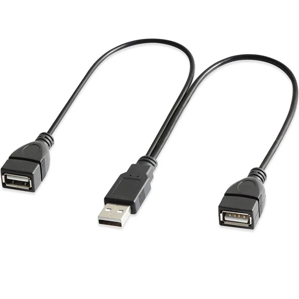كابل يو اس بي Y الخائن USB 2.0 وذكر إلى 2 المزدوج الإناث مهايئ توزيع 2 ميناء مزامنة بيانات شحن محول طاقة تمديد كابل