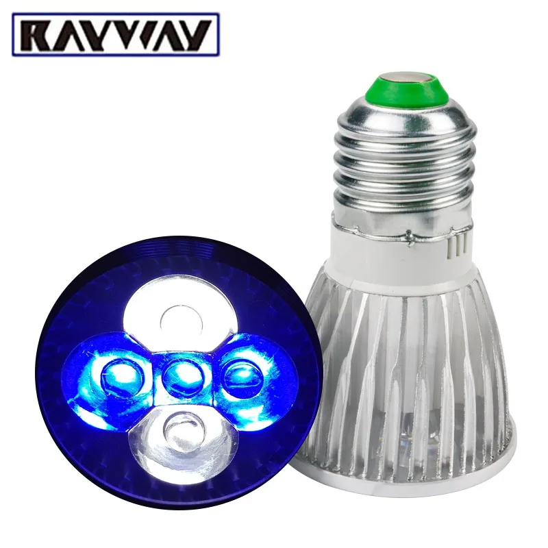 

E27 LED light bulb led Aquarium Lights For Fish Tank Lighting Aquatic Plants And Corals lamp Spotlight 3 Blue & 2 White Aluminum