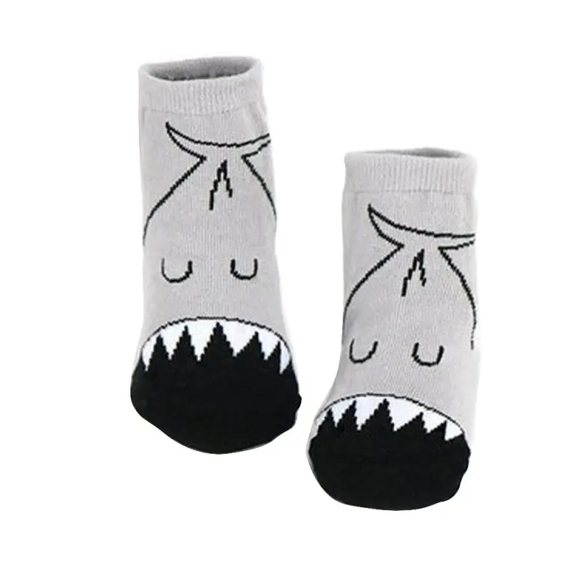 Унисекс, хлопковые носки для малышей, Нескользящие Детские носки с принтом для мальчиков и девочек, От 0 до 4 лет - Цвет: H
