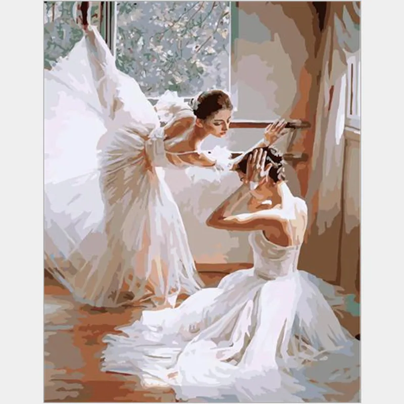 Image modern oil painting picture of Ballet 40X50cm hand paint by numbers on canvas with frame home decor cheap modern canvas art G399