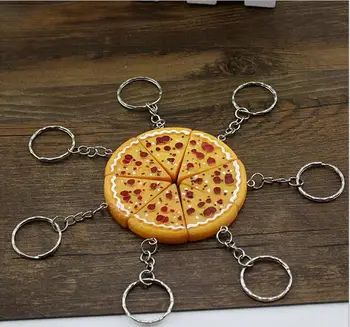 

50Pcs pizza Keychain Cute Anime Cartoon Toy Key Ring children party gift WW777