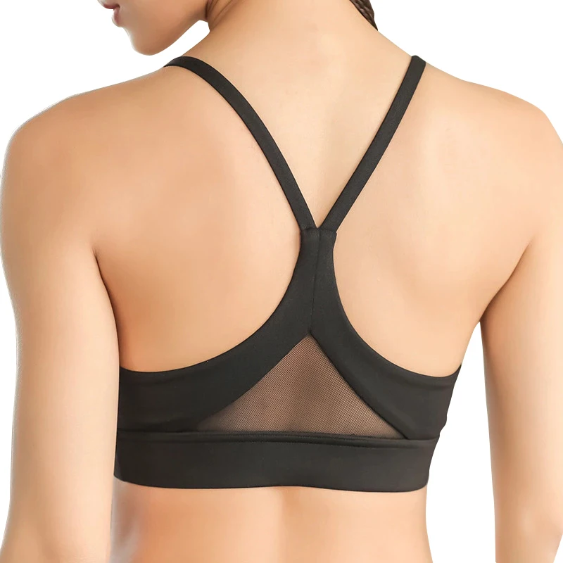 

Ladies Net Patch Strappy Soft Cups Dry Cool Shock Absorber Active Performance Sport Bra