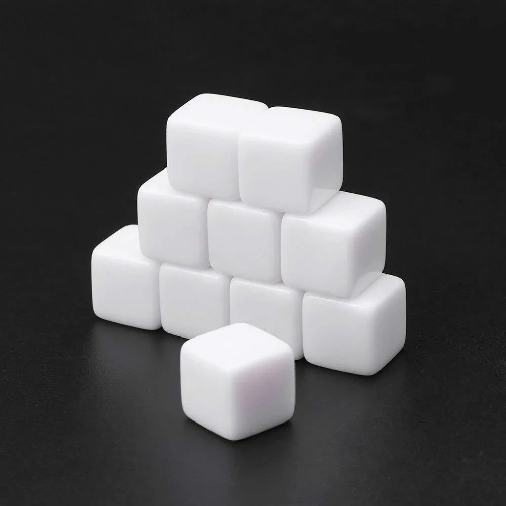 100pcs/pack New Acrylic 14mm White Blank Dice Teaching Props Game Accessories Mathematical Tools Square Corner