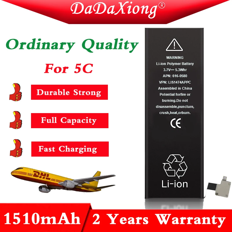 

Da Da Xiong original 10pcs/lot Ordinary Quality Battery for iPhone 5C 5 C Ordinary Quality 0 cycle 1510mAh 3.7V replacement