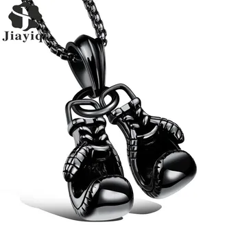 

Jiayiqi 2017 Fashion Men Stainless Steel Necklace Boxing Gloves Pendant Necklace Sport Colar Male Jewelry Accessories 3 Colors