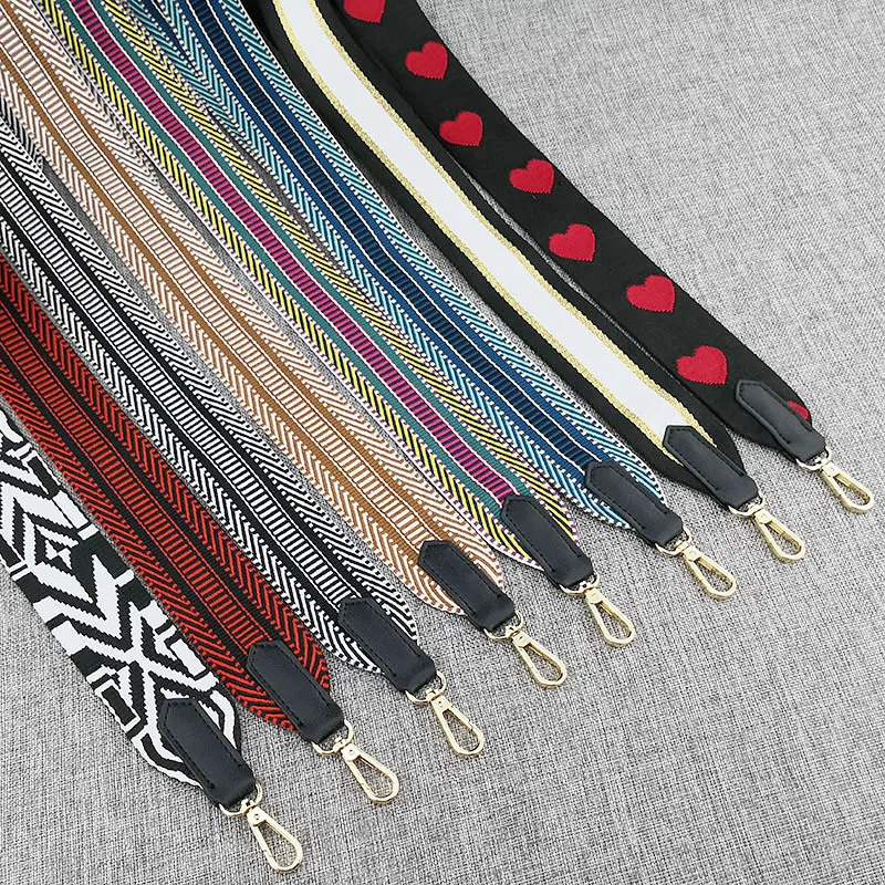 New Wide Shoulder Strap Ethnic Style Cotton Fabric Woven Handbag Straps 105CM Length Cross Body Belt For Bag Women Bag Accessory