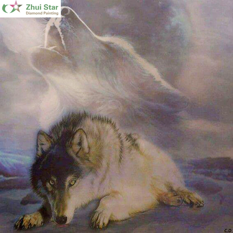 

New Full Round Diamond 5D DIY Diamond Painting "wolf" Embroidery Cross Stitch Rhinestone Mosaic Painting Decor Gift
