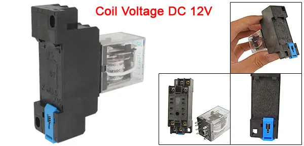 12V DC Coil Power Relay DPDT LY2NJ HH62P JQX-13F 10A w PTF08A Socket Base