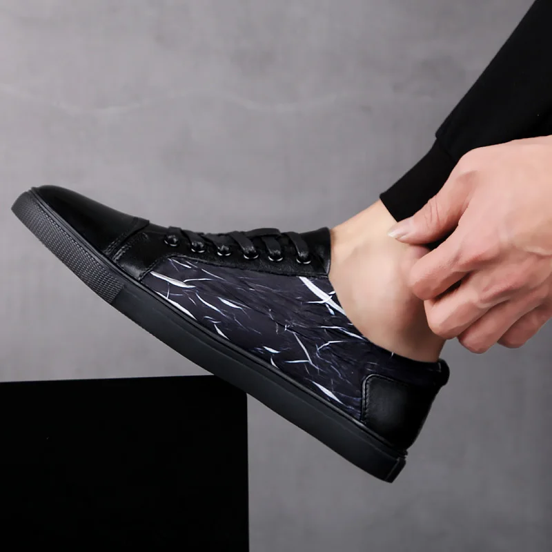 

Summer men's canvas +Genuine leather shoes breathable Fashion flat shoes leather stitching retro street breathable men's shoes 5