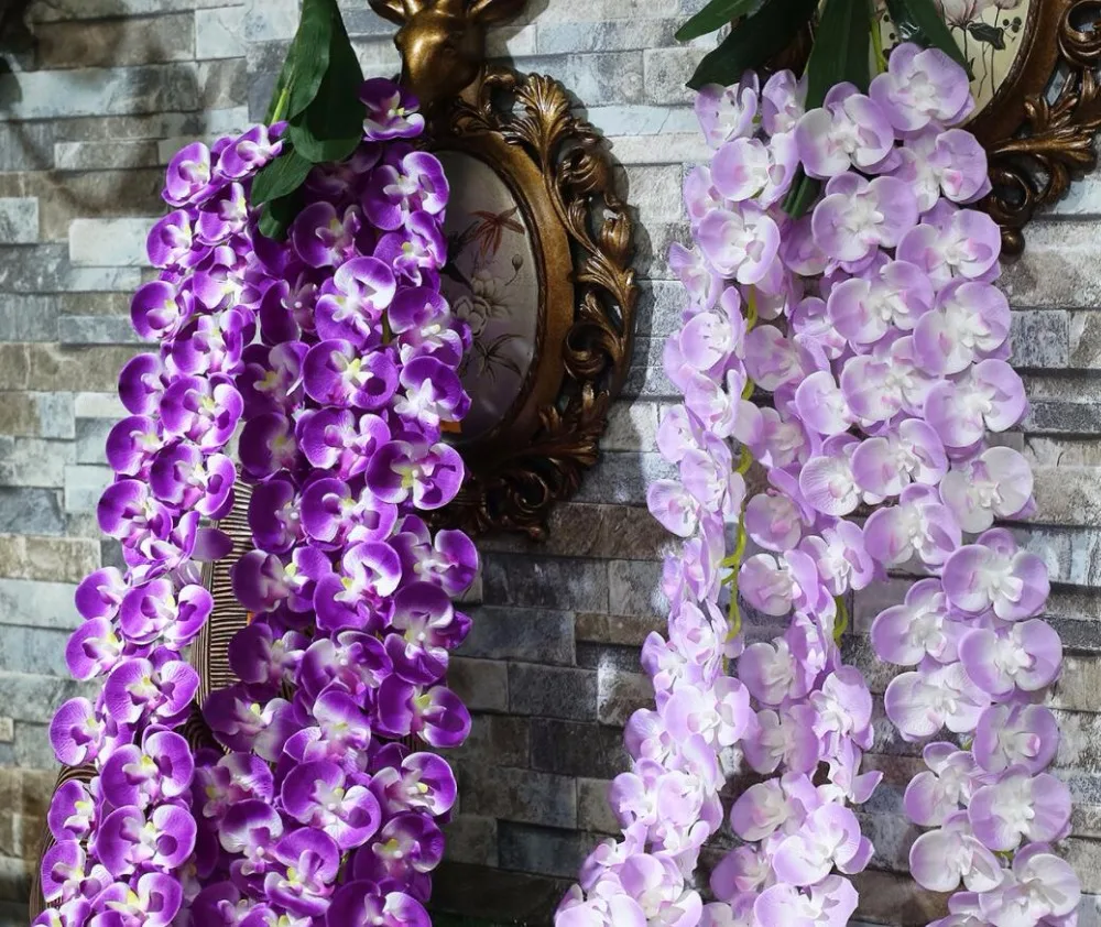 10pcs Hanging Artificial Orchid Flower Wall Ivy Garland Vine Greenery