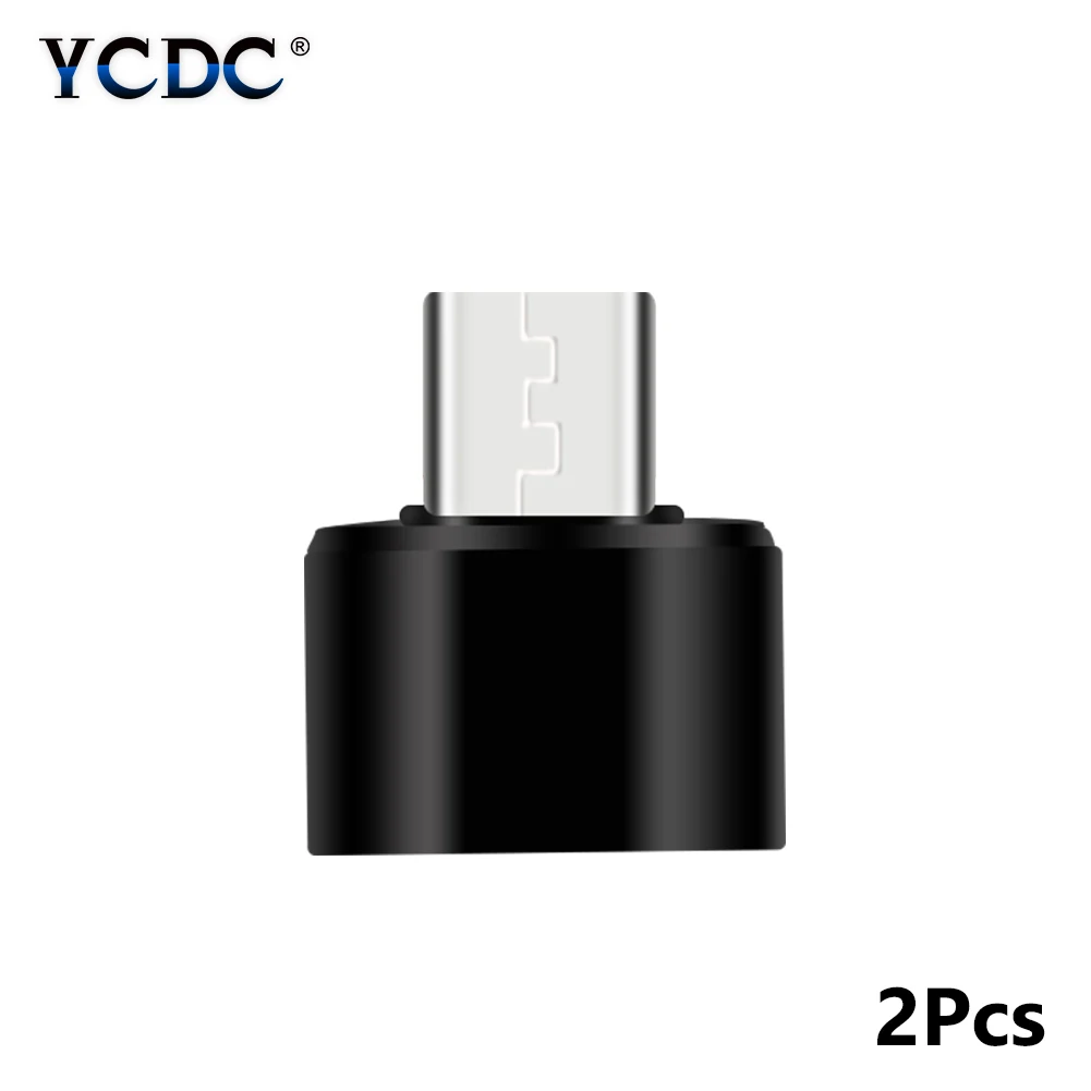 YCDC usb type C OTG адаптер папа-USB 2,0 мама type-c OTG конвертер для смартфонов ноутбуков Синхронизация данных зарядный USB C кабель - Цвет: 2Pcs Black