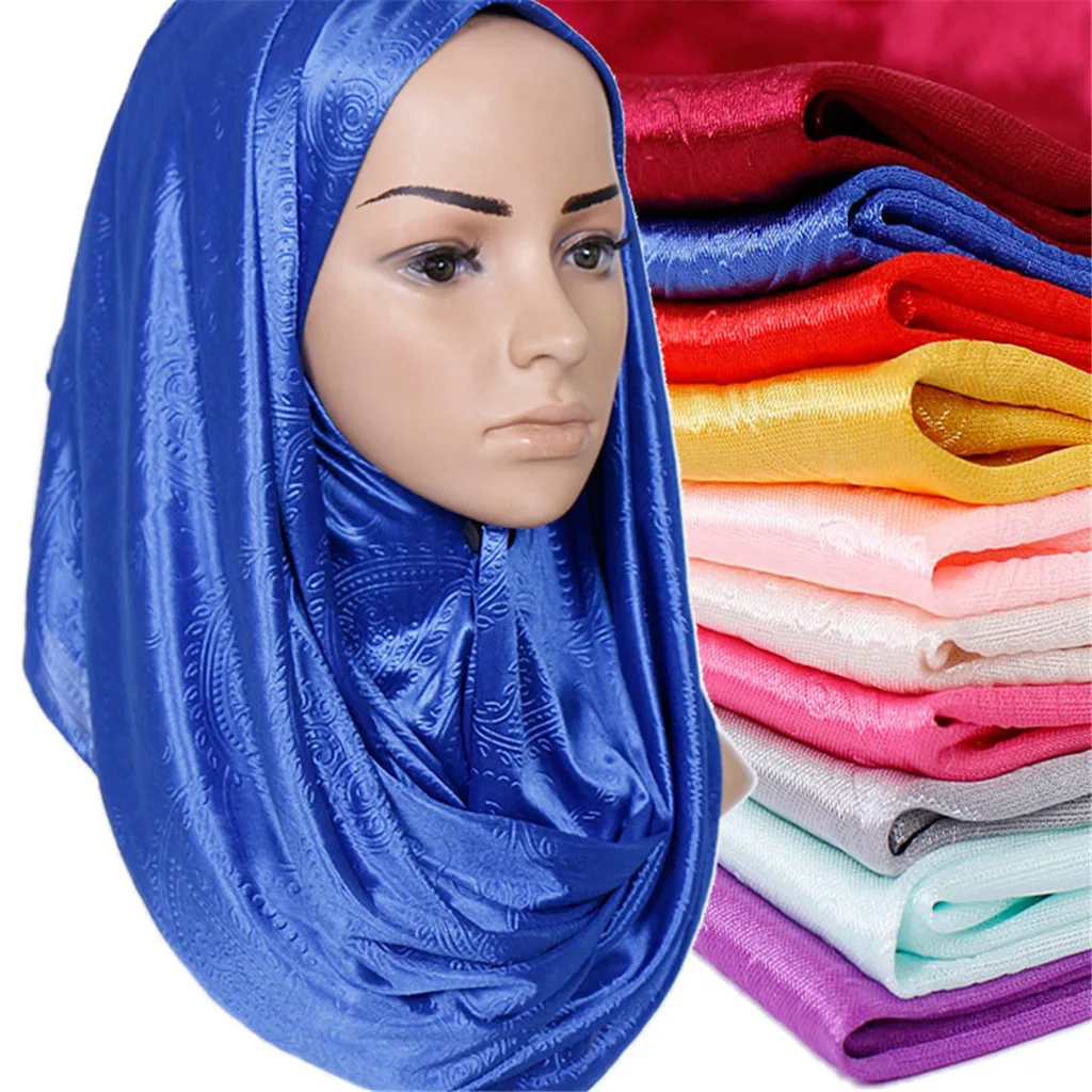 

Women Ethnic Abaya Islamic Muslim Middle East Hijab Solid Scarf Wrap Headwear