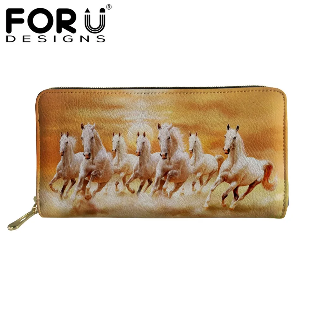 

FORUDESIGNS Hand Luxury PU Wallet Vintage 3D Horse Pattern Women Man Leather Tote Fashion Unisex Long Purse Bolsa Feminina Mujer